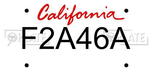F2A46A California License Plate