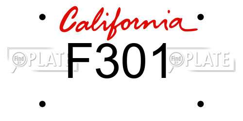 F301 California License Plate