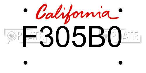 F305B0 California License Plate