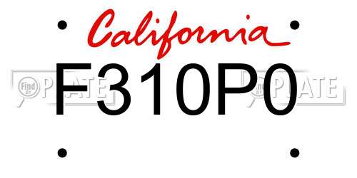 F310P0 California License Plate