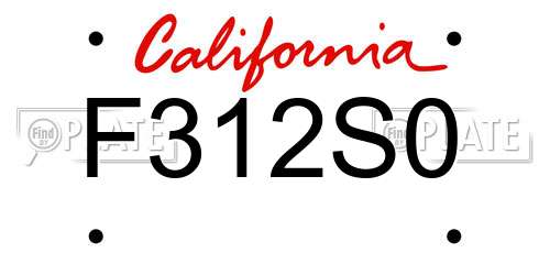 F312S0 California License Plate