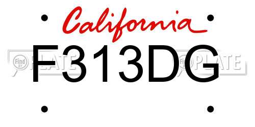 F313DG California License Plate