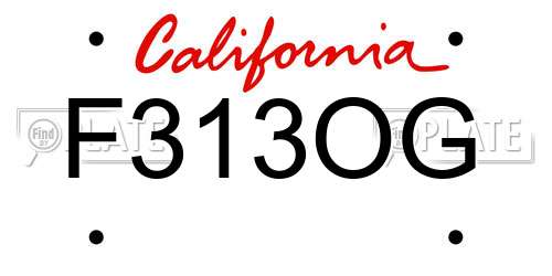 F313OG California License Plate