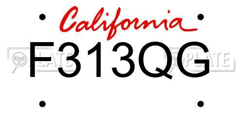 F313QG California License Plate