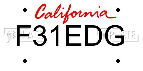 F31EDG California License Plate