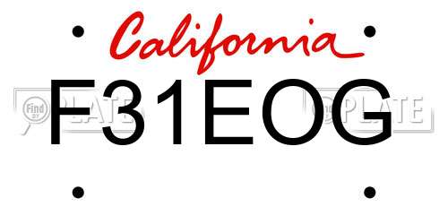 F31EOG California License Plate