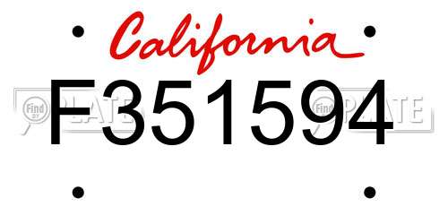 F351594 California License Plate