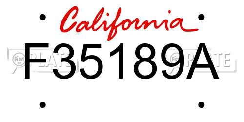F35189A California License Plate