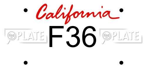 F36 California License Plate