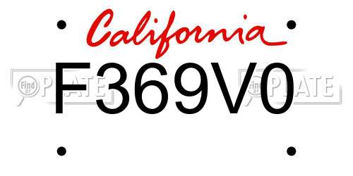 F369V0 California License Plate
