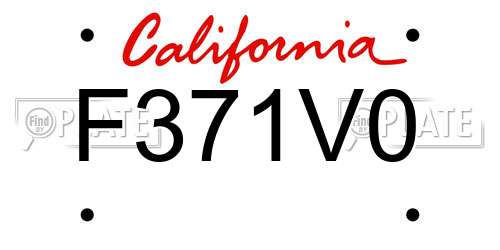 F371V0 California License Plate
