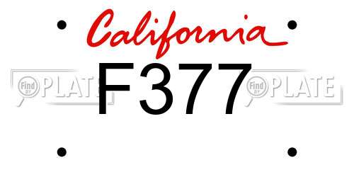 F377 California License Plate