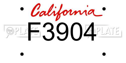 F3904 California License Plate