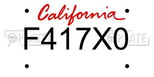F417X0 California License Plate
