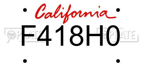 F418H0 California License Plate