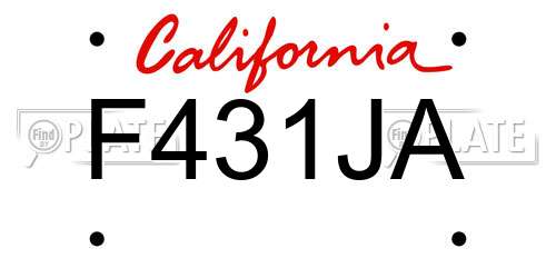 F431JA California License Plate