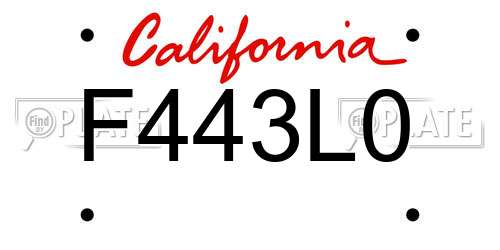 F443L0 California License Plate
