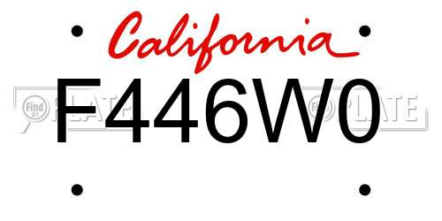 F446W0 California License Plate