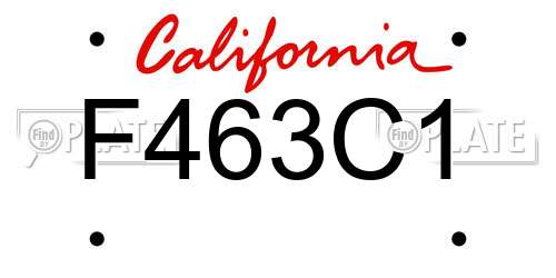 F463C1 California License Plate