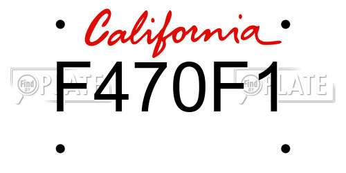 F470F1 California License Plate