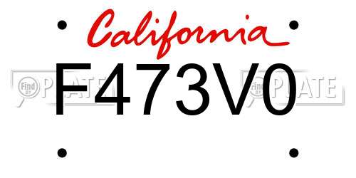 F473V0 California License Plate