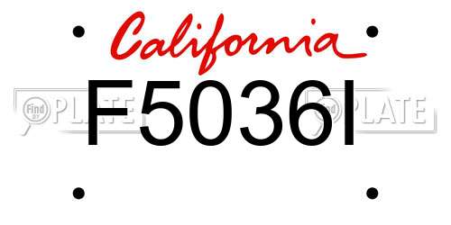 F5036I California License Plate