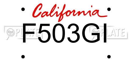 F503GI California License Plate