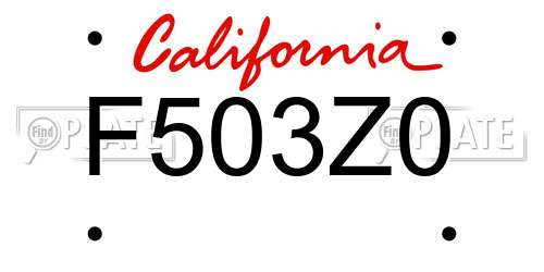 F503Z0 California License Plate