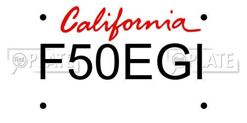 F50EGI California License Plate