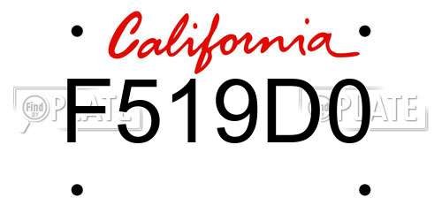 F519D0 California License Plate