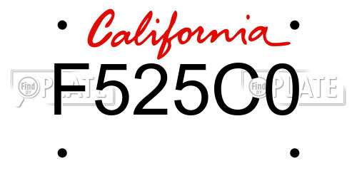 F525C0 California License Plate