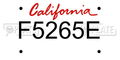F5265E California License Plate