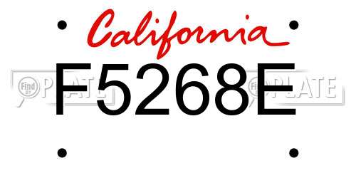 F5268E California License Plate