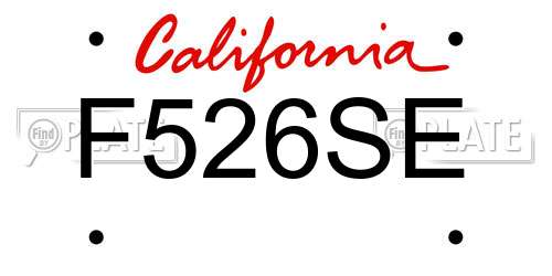 F526SE California License Plate