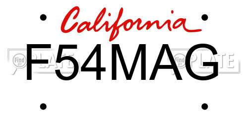 F54MAG California License Plate