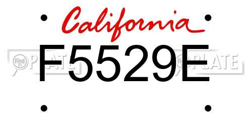 F5529E California License Plate