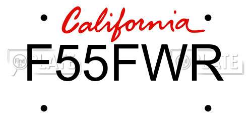 F55FWR California License Plate