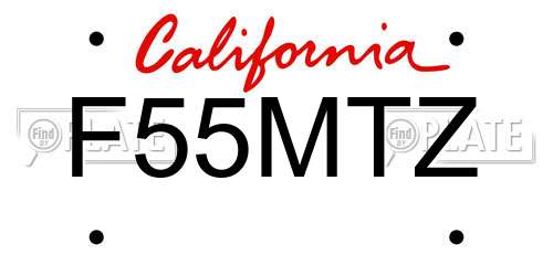 F55MTZ California License Plate