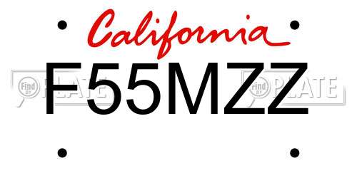 F55MZZ California License Plate