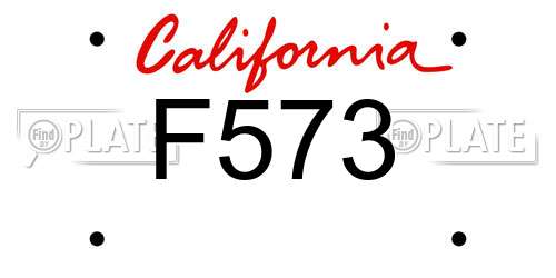 F573 California License Plate
