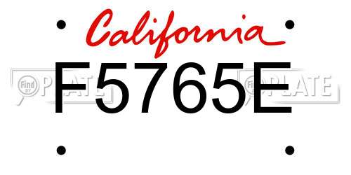 F5765E California License Plate