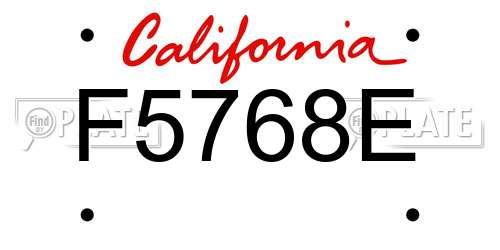 F5768E California License Plate