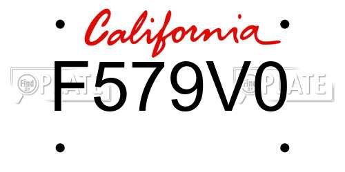 F579V0 California License Plate