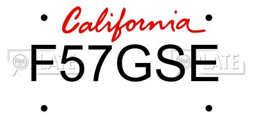 F57GSE California License Plate