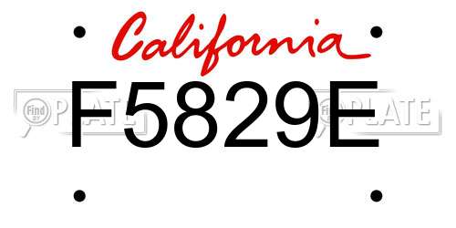 F5829E California License Plate