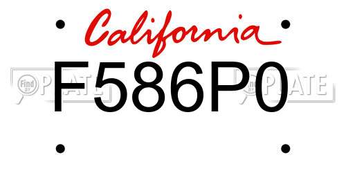 F586P0 California License Plate