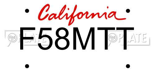 F58MTT California License Plate