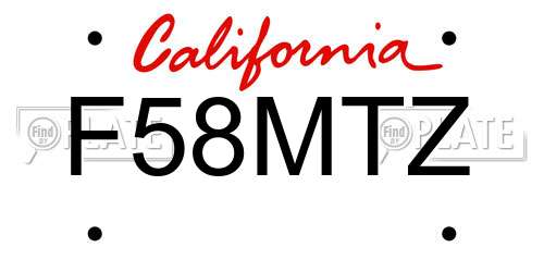 F58MTZ California License Plate