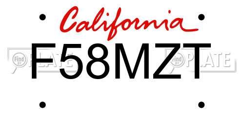 F58MZT California License Plate