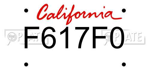 F617F0 California License Plate